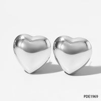 1 Pair Simple Style Heart Shape Plating 304 Stainless Steel 16K Gold Plated White Gold Plated Gold Plated Ear Studs sku image 2