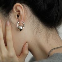 1 Pair Streetwear Solid Color Beaded Polishing Plating 304 Stainless Steel 16K Gold Plated White Gold Plated Gold Plated Hoop Earrings main image 1