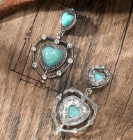 1 Pair Ethnic Style Heart Shape Inlay Alloy Turquoise Drop Earrings main image 2