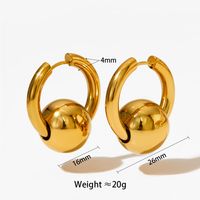 1 Pair Streetwear Solid Color Beaded Polishing Plating 304 Stainless Steel 16K Gold Plated White Gold Plated Gold Plated Hoop Earrings main image 2