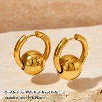 1 Pair Streetwear Solid Color Beaded Polishing Plating 304 Stainless Steel 16K Gold Plated White Gold Plated Gold Plated Hoop Earrings main image 3