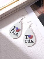 1 Pair Vintage Style Star Water Droplets American Flag Pu Leather Drop Earrings sku image 2