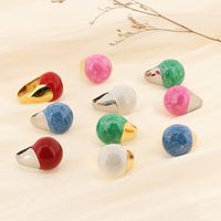 Titanium Steel 18K Gold Plated Simple Style Enamel Plating Round Rings main image 1
