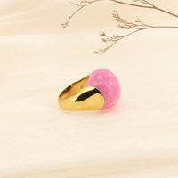 Titanium Steel 18K Gold Plated Simple Style Enamel Plating Round Rings main image 9