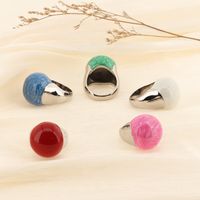 Titanium Steel 18K Gold Plated Simple Style Enamel Plating Round Rings main image 6