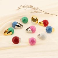 Titanium Steel 18K Gold Plated Simple Style Enamel Plating Round Rings main image 3