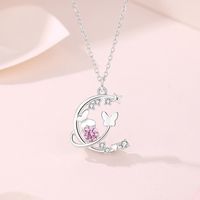 Ig Style Sweet Butterfly Sterling Silver Plating Inlay Zircon Pendant Necklace main image 1
