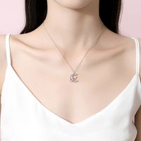 Ig Style Sweet Butterfly Sterling Silver Plating Inlay Zircon Pendant Necklace main image 4