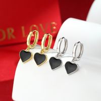 1 Pair Elegant Simple Style Commute Heart Shape Epoxy Plating Sterling Silver 18k Gold Plated White Gold Plated Drop Earrings main image 3