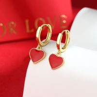 1 Pair Elegant Simple Style Commute Heart Shape Epoxy Plating Sterling Silver 18k Gold Plated White Gold Plated Drop Earrings main image 5