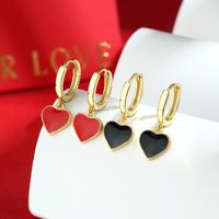 1 Pair Elegant Simple Style Commute Heart Shape Epoxy Plating Sterling Silver 18k Gold Plated White Gold Plated Drop Earrings main image 6