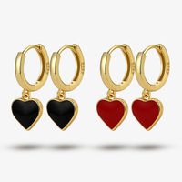 1 Pair Elegant Simple Style Commute Heart Shape Epoxy Plating Sterling Silver 18k Gold Plated White Gold Plated Drop Earrings main image 1