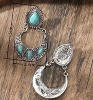 1 Pair Ethnic Style Color Block Inlay Alloy Turquoise Drop Earrings main image 2