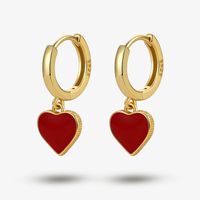 1 Pair Elegant Simple Style Commute Heart Shape Epoxy Plating Sterling Silver 18k Gold Plated White Gold Plated Drop Earrings sku image 2