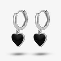 1 Pair Elegant Simple Style Commute Heart Shape Epoxy Plating Sterling Silver 18k Gold Plated White Gold Plated Drop Earrings sku image 1