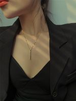 Dame Einfarbig Titan Stahl Inlay Hülse Halskette Mit Anhänger main image 1