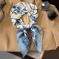 Bufandas De Seda Estampadas Con Bloques De Color Estilo Étnico Para Mujer sku image 4