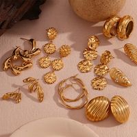 1 Pair Vintage Style Simple Style Irregular Solid Color Plating Stainless Steel 18k Gold Plated Drop Earrings main image 1