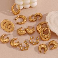 1 Pair Vintage Style Simple Style Irregular Solid Color Plating Stainless Steel 18k Gold Plated Drop Earrings main image 3