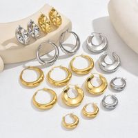 1 Pair Simple Style Classic Style C Shape Plating Titanium Steel 18k Gold Plated Silver Plated Ear Studs main image 2