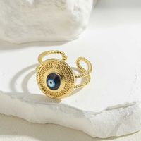 Ig Style Classic Style Devil's Eye Copper Enamel Plating Inlay Zircon 14k Gold Plated Open Rings main image 4