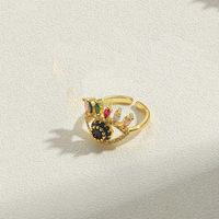 Ig Style Classic Style Devil's Eye Copper Enamel Plating Inlay Zircon 14k Gold Plated Open Rings main image 6