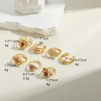 Ig Style Classic Style Devil's Eye Copper Enamel Plating Inlay Zircon 14k Gold Plated Open Rings main image 2