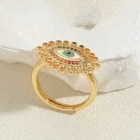 Ig Style Classic Style Devil's Eye Copper Enamel Plating Inlay Zircon 14k Gold Plated Open Rings sku image 5