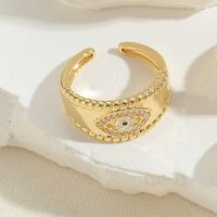 Ig Style Classic Style Devil's Eye Copper Enamel Plating Inlay Zircon 14k Gold Plated Open Rings sku image 3