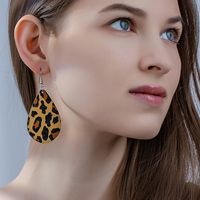 1 Pair Retro Classic Style Commute Geometric Water Droplets Leopard Wood Drop Earrings main image 1