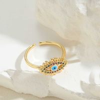 Ig Style Simple Style Devil's Eye Copper Enamel Plating Inlay Zircon 14k Gold Plated Open Rings main image 8