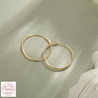 Simple Style Circle Plating Sterling Silver 18k Gold Plated Gold Plated Hoop Earrings sku image 1