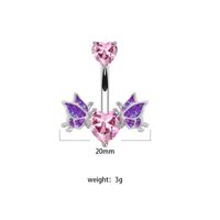 1 Piece Belly Rings Sexy Heart Shape Wings Butterfly 316 Stainless Steel  Alloy Inlay Rhinestones Glass White Gold Plated main image 2