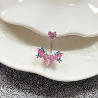 1 Piece Belly Rings Sexy Heart Shape Wings Butterfly 316 Stainless Steel  Alloy Inlay Rhinestones Glass White Gold Plated main image 8