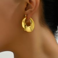 1 Pair Simple Style Classic Style C Shape Plating Titanium Steel 18k Gold Plated Silver Plated Ear Studs main image 3