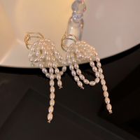 1 Pair Elegant Tassel Alloy Artificial Pearls Drop Earrings main image 5