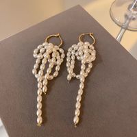 1 Pair Elegant Tassel Alloy Artificial Pearls Drop Earrings main image 4