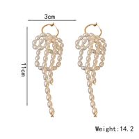 1 Pair Elegant Tassel Alloy Artificial Pearls Drop Earrings main image 2