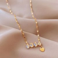 Simple Style Geometric Solid Color Stainless Steel Artificial Crystal Inlay Artificial Rhinestones 18K Gold Plated Women's Pendant Necklace main image 3