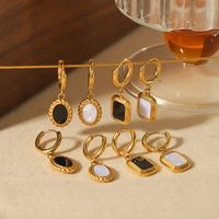 1 Pair Simple Style Quadrilateral Oval Polishing Plating 304 Stainless Steel 18K Gold Plated Drop Earrings main image 1