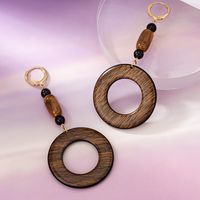 1 Paire Style Classique Commuer Cercle Perlé Bois Boucles D'oreilles main image 5