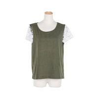 Short Sleeve T-shirts Patchwork Lace Casual Solid Color sku image 12
