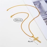 Elegant Luxurious Bridal Cross Copper Plating Inlay Zircon 18k Gold Plated Pendant Necklace main image 2