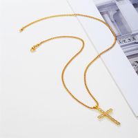 Elegant Luxurious Bridal Cross Copper Plating Inlay Zircon 18k Gold Plated Pendant Necklace main image 3