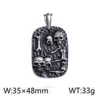 1 Piece Retro Punk Geometric Skull Titanium Steel Jewelry Accessories sku image 1
