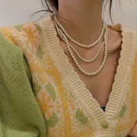 Elegant Geometric Plastic Beaded Women's Three Layer Necklace main image 1