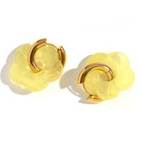 1 Pair Basic Sweet Classic Style Flower Plating Stainless Steel Arylic 18k Gold Plated Drop Earrings sku image 6