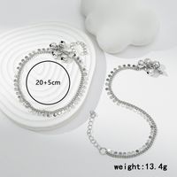 Hip-hop Vintage Style Simple Style Solid Color Artificial Crystal Plastic Shell Beaded Knitting Plating Silver Plated Women's Anklet main image 2