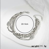 Hip-hop Vintage Style Simple Style Solid Color Artificial Crystal Plastic Shell Beaded Knitting Plating Silver Plated Women's Anklet main image 3