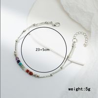 Hip-hop Vintage Style Simple Style Solid Color Artificial Crystal Plastic Shell Beaded Knitting Plating Silver Plated Women's Anklet main image 4